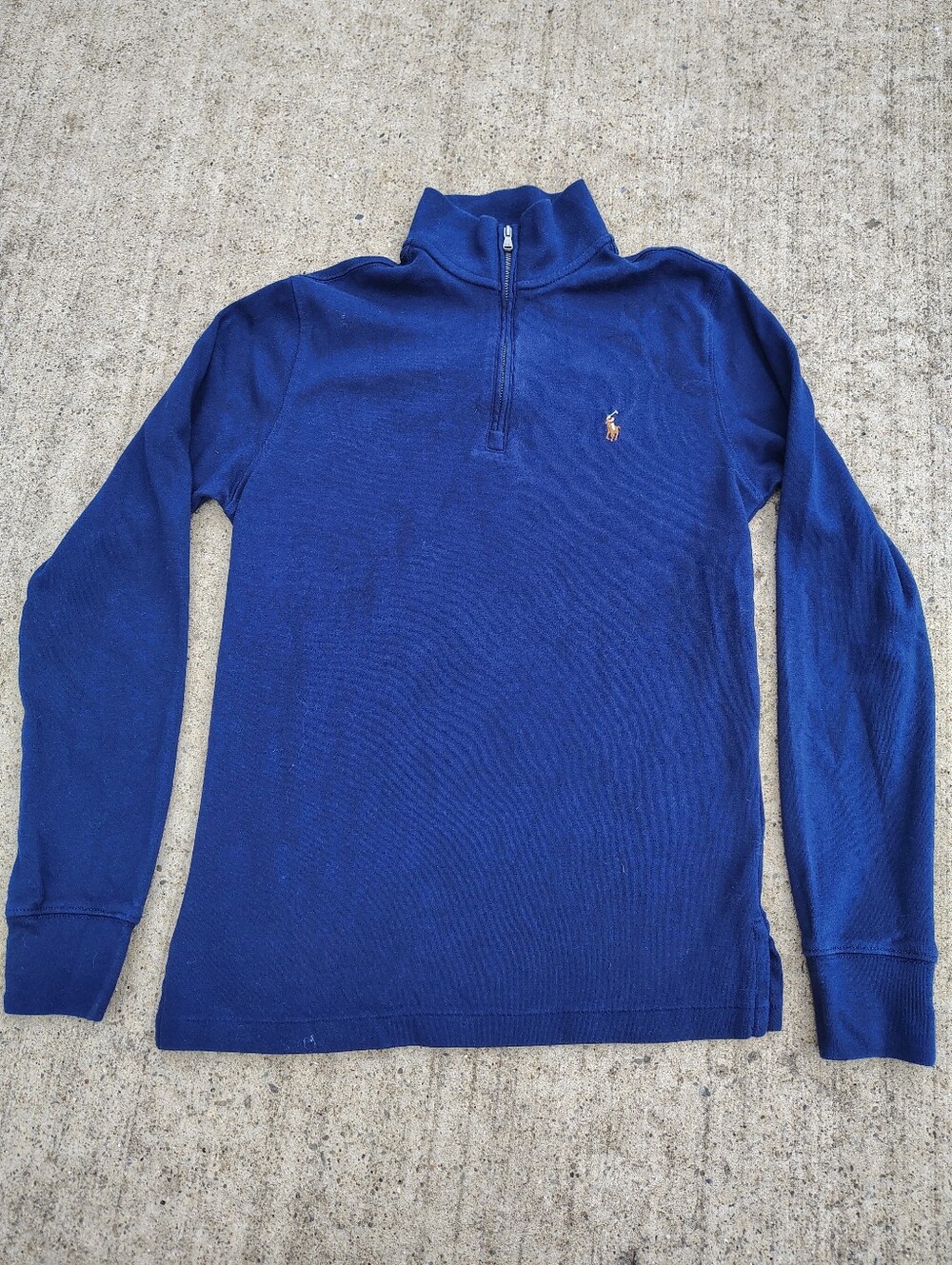 Polo Ralph Lauren Boys Size L 14-16 Blue Quarter Zip Long Sleeve Pullover Shirt